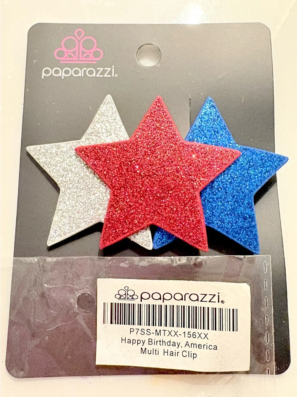 paparazzi Rainbow & Star Kids Hair Clip Set of 7pc- Red Blue Silver Gold Pink